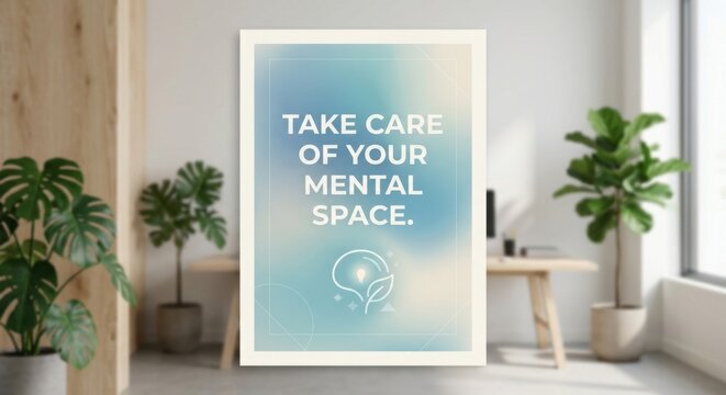 Poster with 'Take Care Of Your Mental Space' Text and Wellness Icon