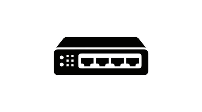 Vector illustration of network switch icon for data communication and internet connectivity on a transparent background