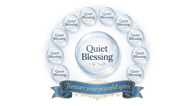Quiet Blessing Orbs Surrounding Central Text With Peaceful Spirit Banner