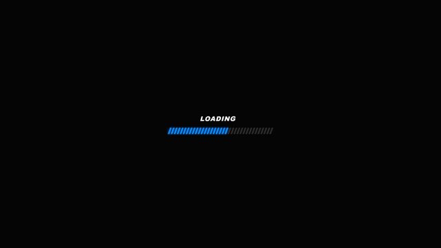 Minimalist Loading Bar on Black Background with Blue Progress