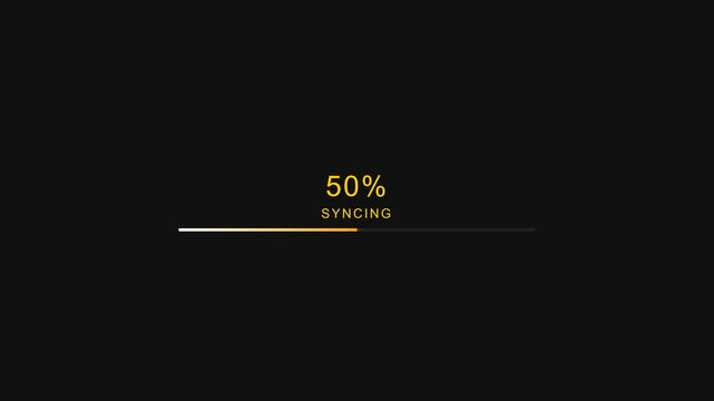 Minimalist loading screen with 50 percent syncing progress bar