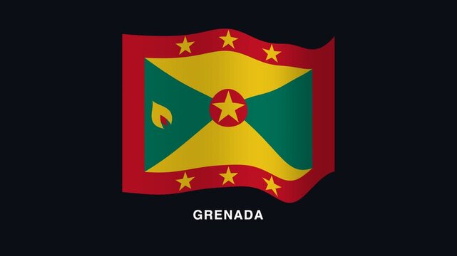 Flag of Grenada waving in the wind. Seamless looping 4K animation of the national flag of Grenada.