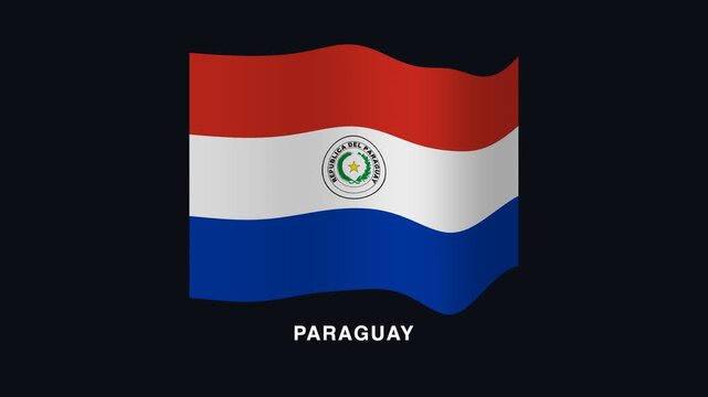 Flag of Paraguay waving in the wind. Seamless looping 4K animation of the national flag of Paraguay.