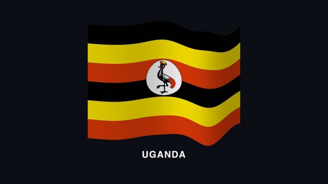 Flag of Uganda waving in the wind. Seamless looping 4K animation of the national flag of Uganda.