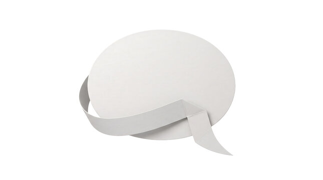 Blank speech bubble with curled tail design isolated on transparent background