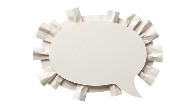 Paper speech bubble with fluttering edges isolated on transparent background