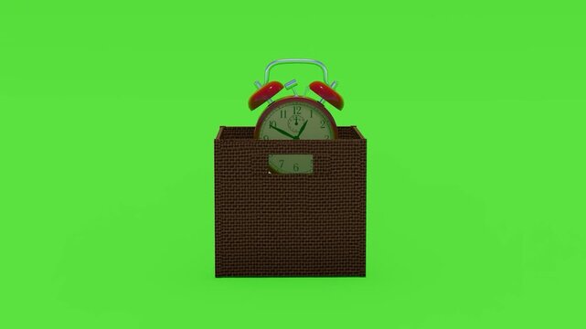 Alarm Clock Popping Out of Box on Green Screen