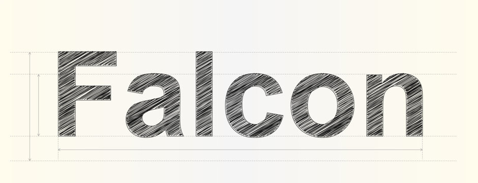 Falcon text design with a sketch style typography effect for creative and modern digital projects