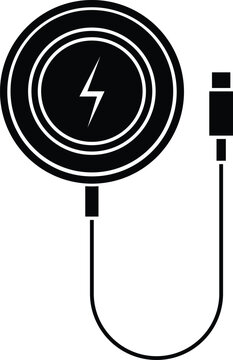Wireless Charger Pad Silhouette Isolated on White Background
