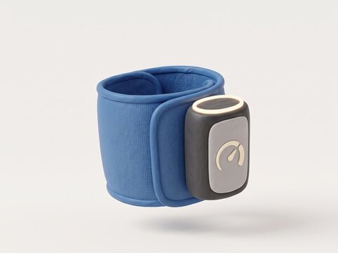 Continuous blood pressure monitoring cuff 3D clay model featuring wireless medical transceiver for remote hypertension tracking