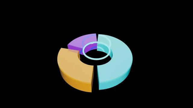 Minimalist 3D Glass Pie Chart Metrics Dial with frosted radial data segments