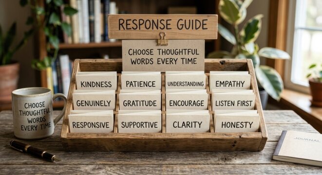 Response Guide Wooden Blocks Displaying Communication Principles