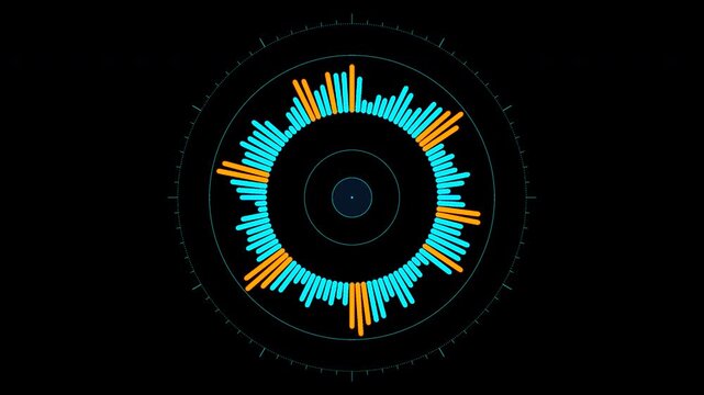 Circular Radar Polar Frequency Histogram Dial with sweeping azimuth angular spectrum