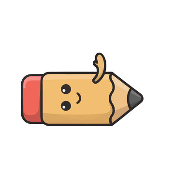 Cute cartoon pencil character with eraser