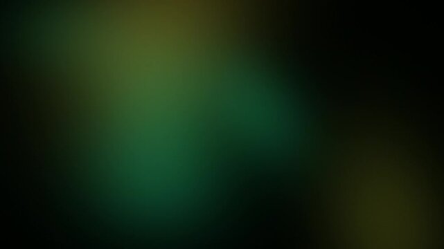 Soft glowing emerald green and gold lights drifting on dark background, seamless abstract gradient loop for nature, wellness and premium branding