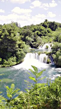 Waterfalls green nature paradise in Krka National Park