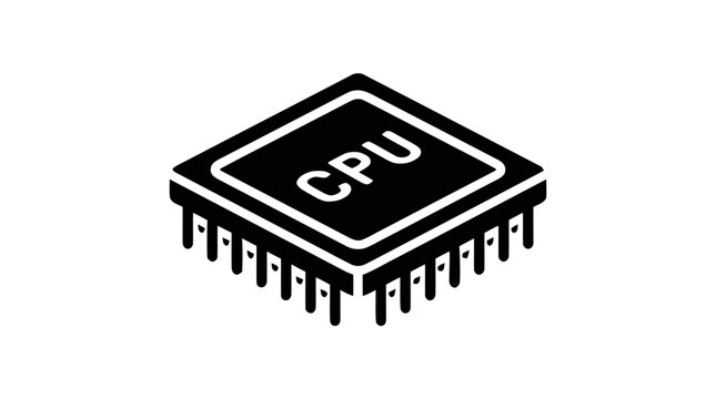 Vector illustration of central processing unit icon, cpu chip vector illustration on a transparent background