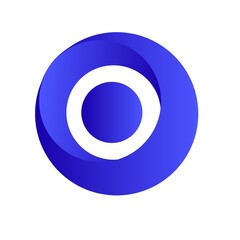 Obraz premium Abstract blue circular logo or icon vector illustration with white ring isolated on white background