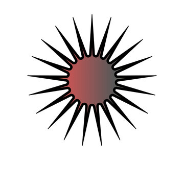 Abstract spiky sunburst star shape and microorganism vector design isolated on white background