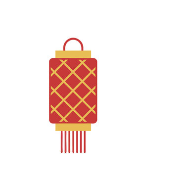 Red and gold lantern with fringe