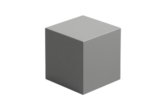 Clean studio cutout of gray geometric cube on transparent background
