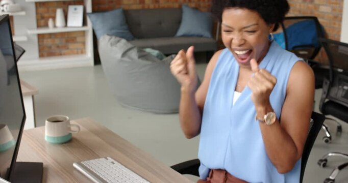 Lifestyle videos indoor of people doing activities at office, celebrating success, woman in office c