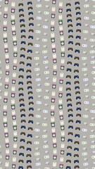 Pattern of alarm clocks, game controllers, toilet paper, and sofas © diva