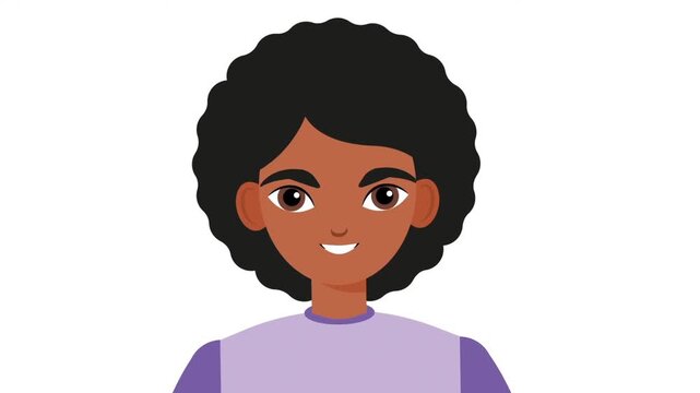 Animated cartoon woman showing multiple facial expressions and emotive gestures in this creative digital character animation motion video loop file