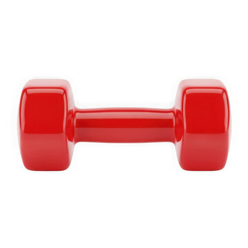 Red rubber dumbbell with black handles