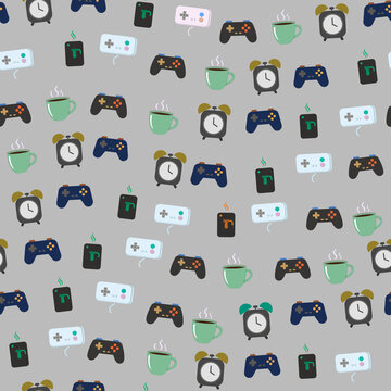 Video Game Controllers, Alarm Clocks, and Coffee Pattern