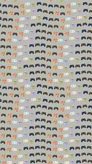 Video game controllers, cups, and leaves pattern © diva
