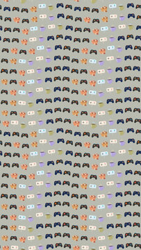 Video game controllers, cups, and leaves pattern