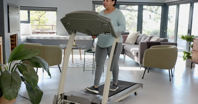 Lifestyle videos indoor of people doing activities at office, exercising on treadmill, woman staying