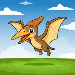 Pterosaurs Cute Dinosaurs Children sticker clip art © Tingtingstudio