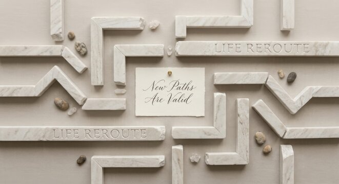 Marble Path Maze with Inspirational Quote for New Journeys