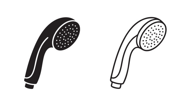 shower sprayer vector icon with silhouette and line art design silhouette with line art vector icon