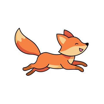 Cartoon fox running isolated on transparent background