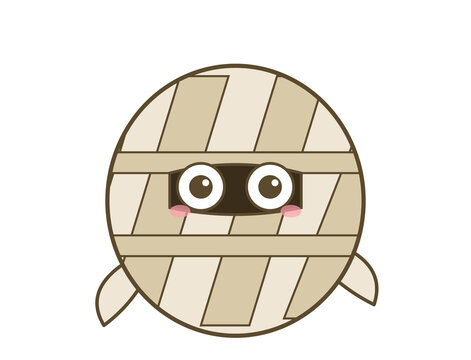 Cute cartoon mummy character wrapped in bandages, funny Halloween illustration