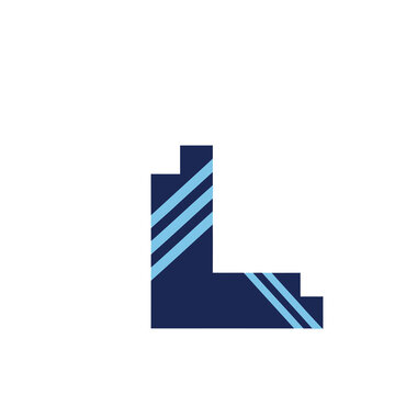 Letter L with blue stripes
