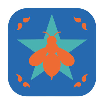 Orange bee and star icon