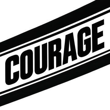 Bold typography design with the word courage set against a diagonal background black and white inner strength bold font minimal design motivation quote hard work typography inspirational