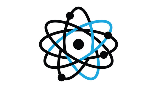 Modern atomic structure illustration with electron orbits and nucleus design