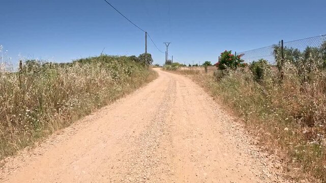 Via de la Plata, dirt road near Alcuescar, comarca of Tierra de Montanchez, province of Caceres, Extremadura, Spain