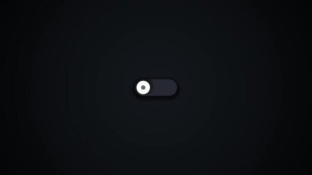 Animated toggle switch UI element with glowing green and purple colors on a dark background, representing on/off functionality for modern digital interfaces.