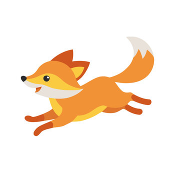 Cartoon fox running isolated on transparent background