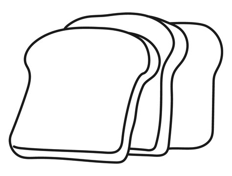 Bread slices png sticker, breakfast doodle line art on transparent background