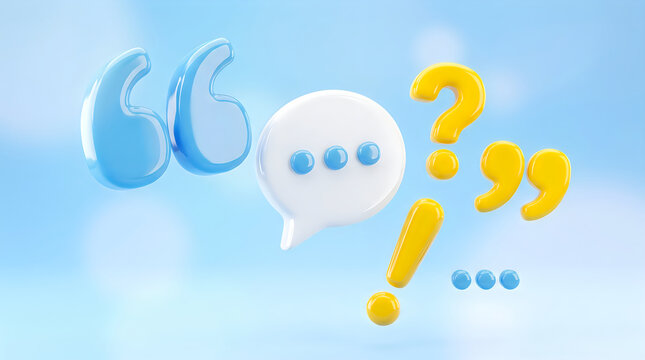 Conceptual image of speech bubbles question marks and ellipses in pastel tones