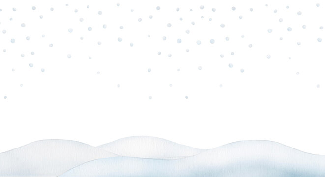 Winter Night Landscape with Snowy Hills and Starry Sky300dpi