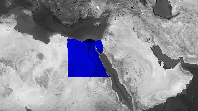Egypt Satellite Map Animation with Geographic Borders and North Africa Region