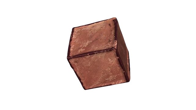 spinning brown cube on white background